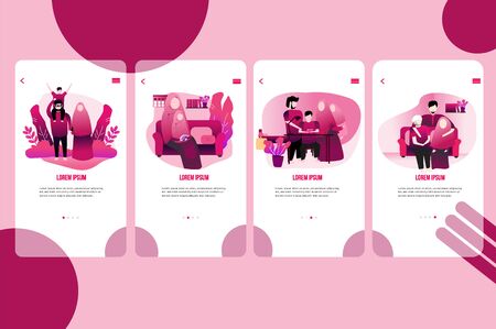 moslem family illustration, moslem family character design, for ui page, mobile pageのイラスト素材