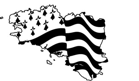 Vector flag of Brittany waving on a white backgroundのイラスト素材