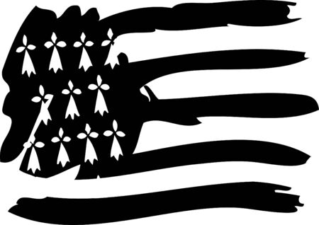 Vector flag of Brittany waving on a white backgroundのイラスト素材