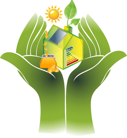 House with solar panelのイラスト素材
