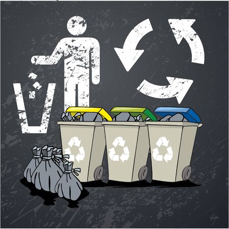 Recycle Cartoon Character Bin 3. Raster Collection Isolated Setのイラスト素材