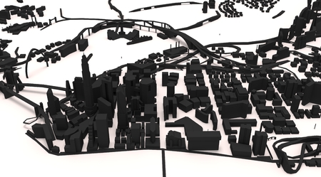 City Center 3d rendering, 3d illustrationの写真素材