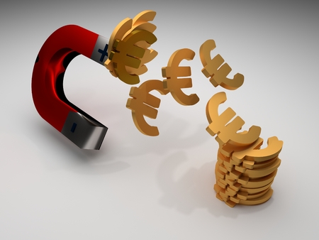 magnets with money, 3d illustrationの写真素材