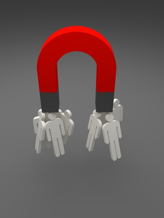 magnet with attracted people, 3d illustrationの写真素材