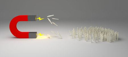 magnet and people, 3d illustration