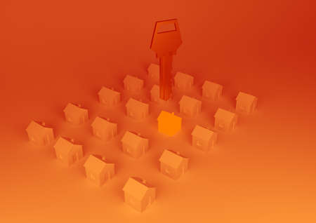 orange houses for real estate property industry, 3d illustrationの写真素材