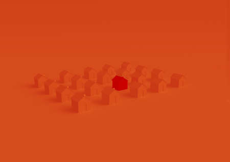 orange houses for real estate property industry, 3d illustrationの写真素材