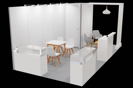 3d render of exhibition stand isolated on black background. Exhibition stand