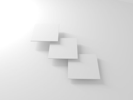 3d rendering of a stack of white business cards isolated on white backgroundの写真素材