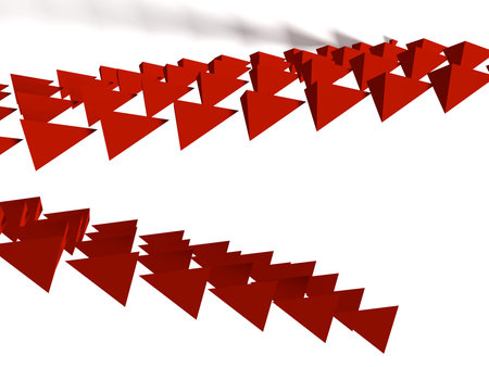 Abstract 3d red arrows on white background. Computer generated illustration.