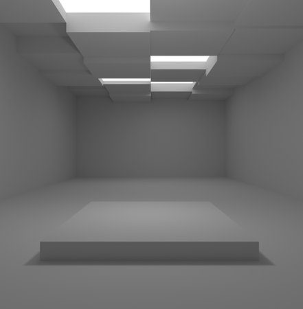 Abstract modern architecture background, empty open space interior. 3D renderingの写真素材