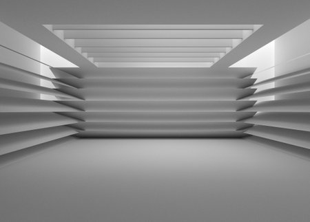 Abstract modern architecture background, empty open space interior. 3D renderingの写真素材