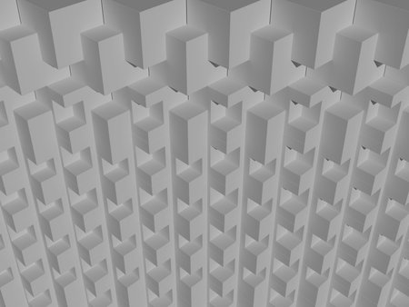 3d rendering of white cubes in a room.