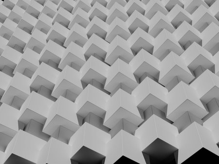 Abstract background of white hexagons. 3d rendering. Computer digital drawing.