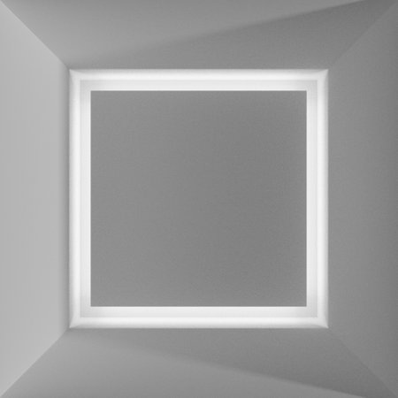 Empty white frame on the wall, 3d rendering. Computer digital drawing.の写真素材