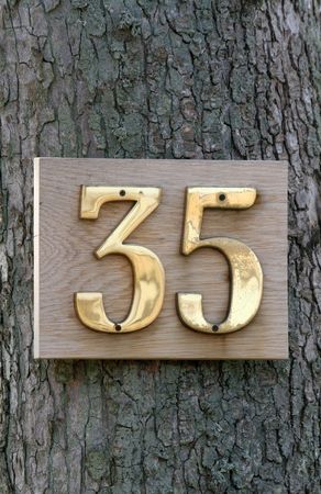 Sign with the number 35の写真素材