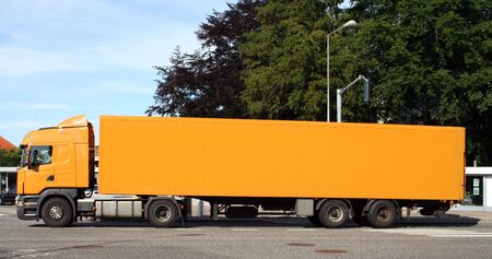 big yellow truckの写真素材