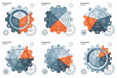 Vector gear wheel cogwheel circle infographic set.のイラスト素材