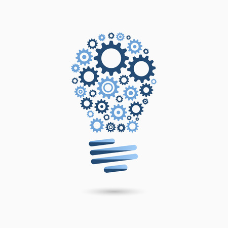 Light bulb idea icon with gears inside. Light bulb sign, light bulb symbol. Business idea concept.のイラスト素材