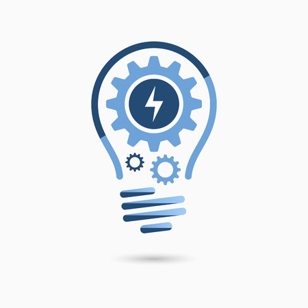 Light bulb idea icon with gears inside. Light bulb sign, light bulb symbol. Business idea concept.のイラスト素材