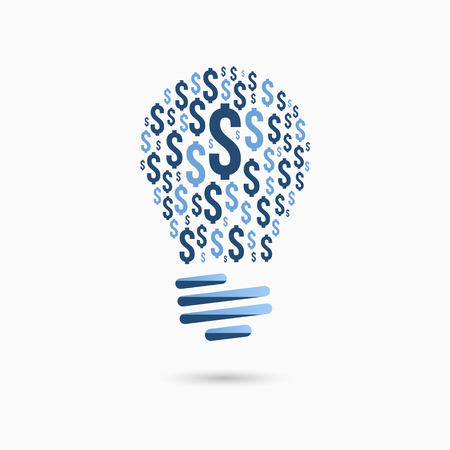 Light bulb idea icon with dollar symbol inside. Light bulb sign, light bulb symbol. Business idea concept.のイラスト素材