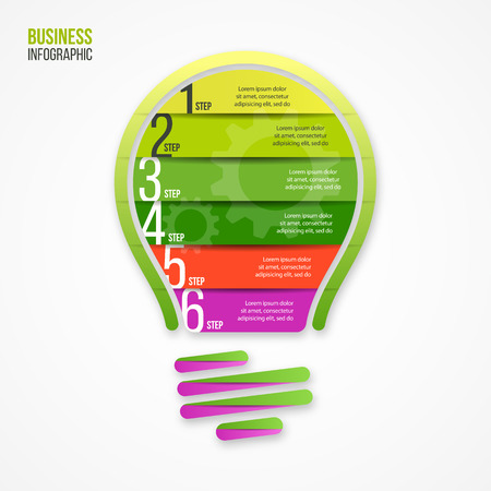 Light bulb vector infographic template for graphs, charts, diagrams and other infographics. Eco green style illustration. Business idea concept.のイラスト素材
