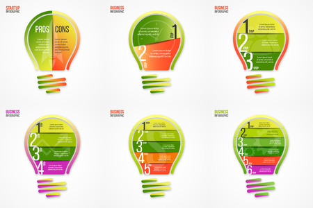 Light bulb vector infographic set of templates for graphs, charts, diagrams, other infographicsのイラスト素材