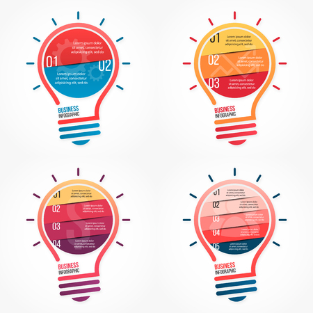 Light bulb vector infographic set of templates for graphs, charts, diagrams and other infographicsのイラスト素材