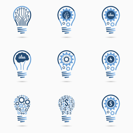 Light bulb idea icons set. Light bulb logo, sign, symbol. Business concept.のイラスト素材