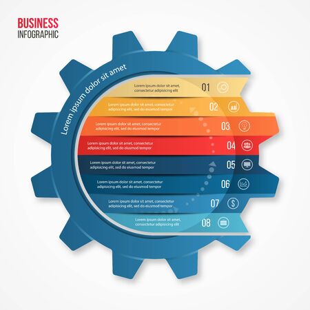 Vector business and industry gear style circle infographic template for graphs, charts, diagrams and other infographics.のイラスト素材