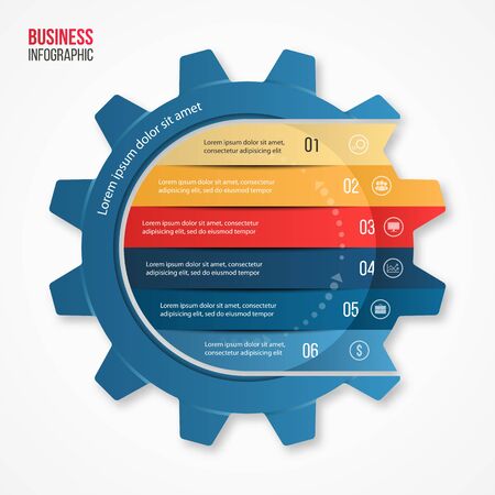 Vector business and industry gear style circle infographic template for graphs, charts, diagrams and other infographics.のイラスト素材