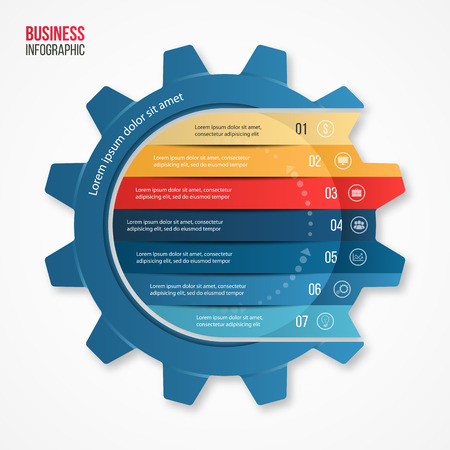 ector business and industry gear style circle infographic template for graphs, charts, diagrams and other infographics.のイラスト素材
