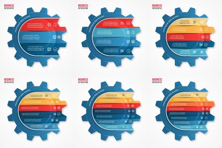 Vector gear style infographic set of templates for graphs, charts, diagrams and other infographics.のイラスト素材