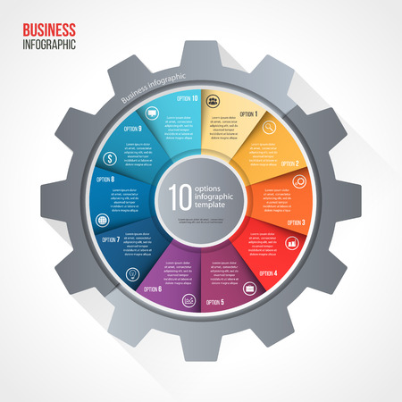 Vector business and industry gear style circle infographic template for graphs, charts, diagrams and other infographics.のイラスト素材