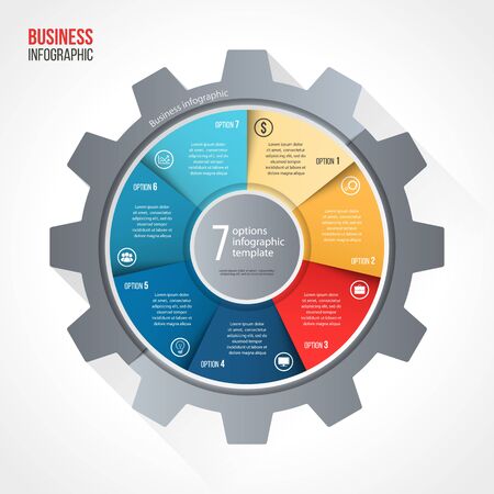 Vector business and industry gear style circle infographic template for graphs, charts, diagrams and other infographics.のイラスト素材