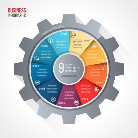 Vector business and industry gear style circle infographic template for graphs, charts, diagrams and other infographics.のイラスト素材