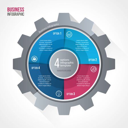 Vector business and industry gear style circle infographic template for graphs, charts, diagrams and other infographics.のイラスト素材