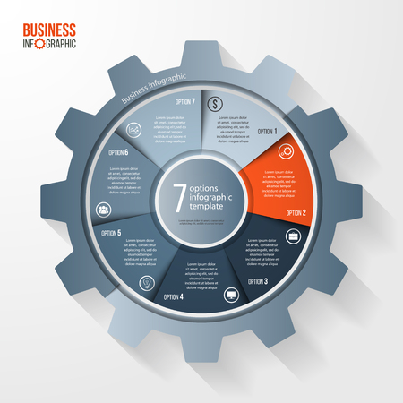 Vector business and industry gear style circle infographic template for graphs, charts, diagrams and other infographics. Business concept with options, parts, steps, processes. Gear style logo.のイラスト素材
