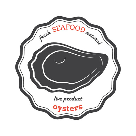 Vector oyster silhouette. Oyster label. Template for restaurants, stores, food packaging. Seafood illustration.のイラスト素材