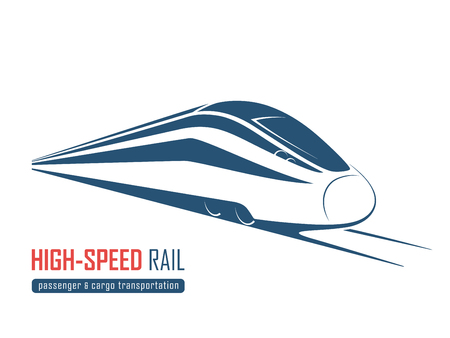 Modern high speed rail emblem, icon, label, silhouette.のイラスト素材