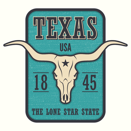 Texas state tee print with longhorn skull.のイラスト素材