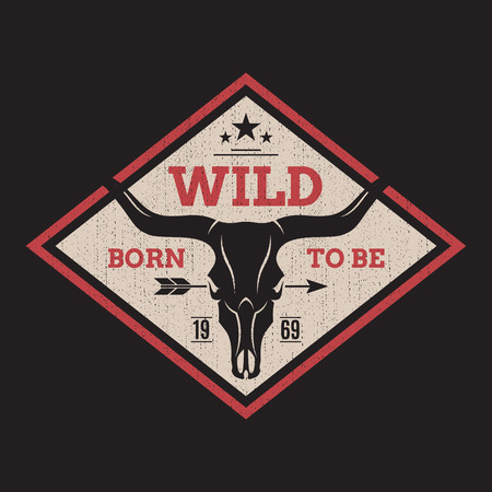 Born to be wild tee print with longhorn skull.のイラスト素材