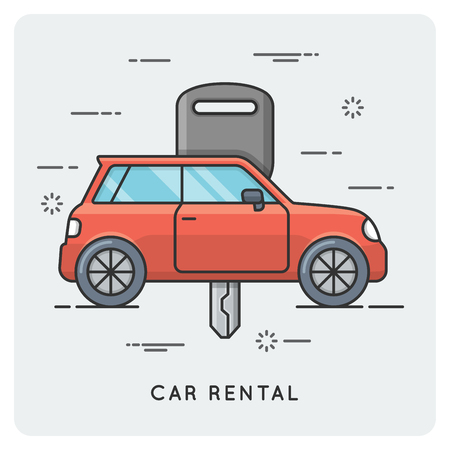 Car rental. Thin line concept.のイラスト素材
