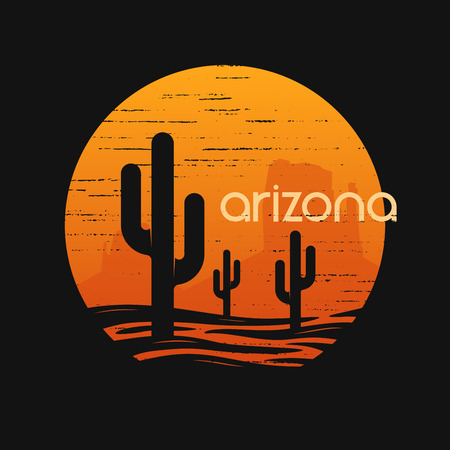 Landscape of Arizona state. T-shirt vector design.のイラスト素材