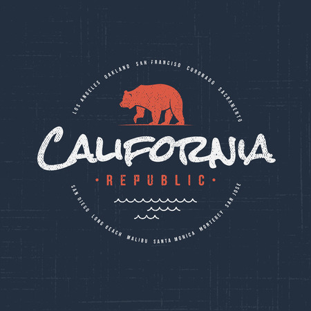 California republic. T-shirt and apparel vector design, typography, print, logo, label, poster Global swatchesのイラスト素材