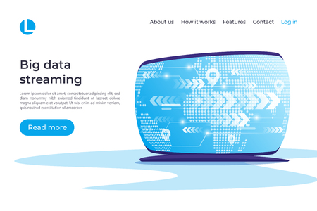 Big data streaming, global coonnections vector concept. Landing page template. Global swatches.のイラスト素材