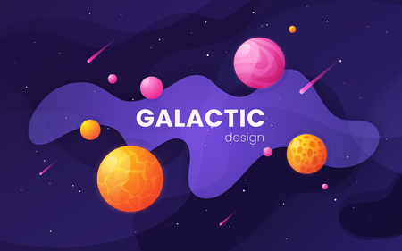 Cartoon galaxy futuristic space background, design.のイラスト素材