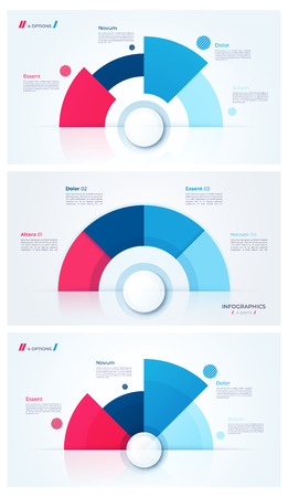 Set of stylish pie chart circle infographic templates. 4 parts.のイラスト素材