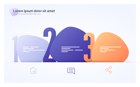 Vector infographic template composed of three numbered abstract shapes.のイラスト素材