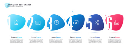 Vector infographic template composed of six numbered abstract shapes.のイラスト素材
